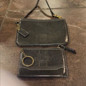 VINTAGE Coach Leather Wristlet & Wallet Set - Black